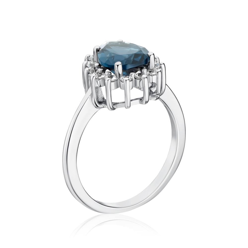Серебряное кольцо с искусственным топазом и фианитами 00834/12/1/21309