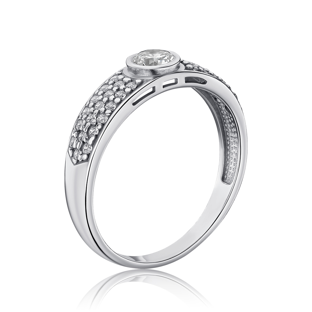 Серебряное кольцо с фианитами 00084/12/1/16