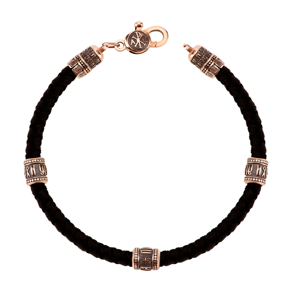 Шовковий браслет із золотими вставками. Артикул UG5482 З.32/11 ч.