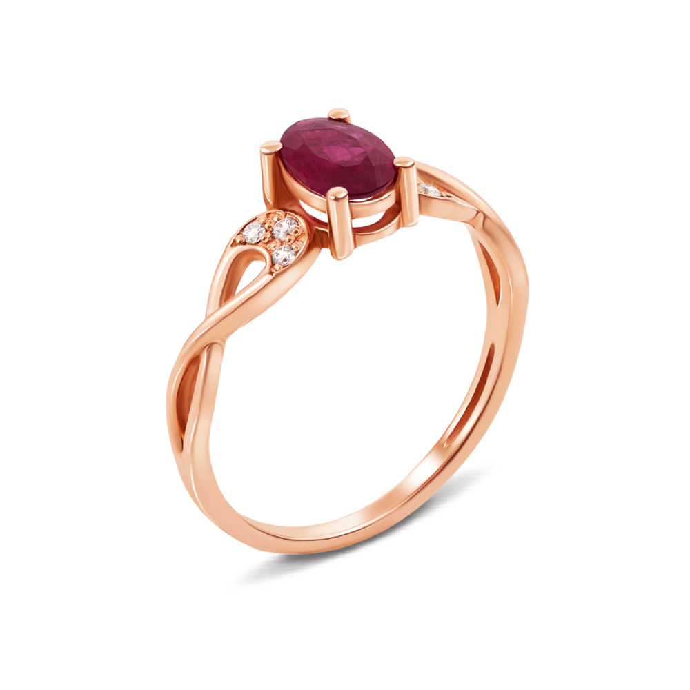 Золотое кольцо с рубином и бриллиантами. Артикул 53062/1.25руб