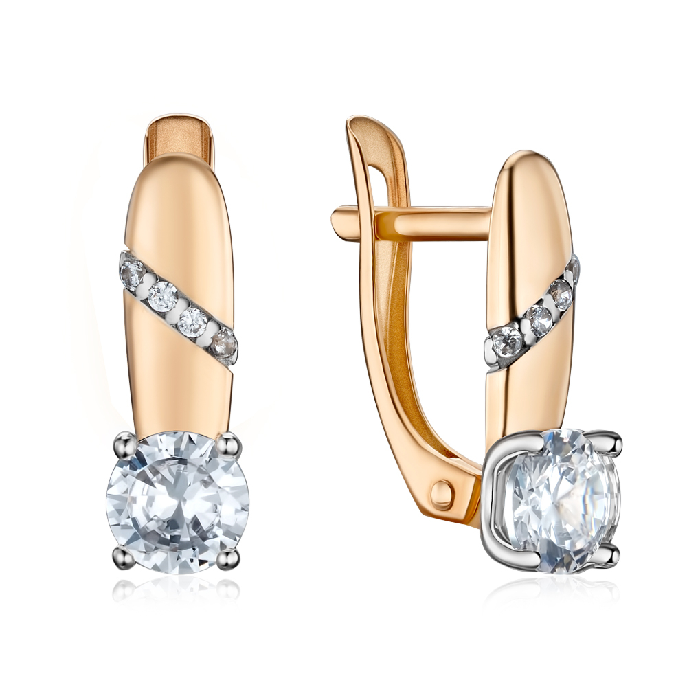 Золоті сережки з фіанітами 22235/01/1/145