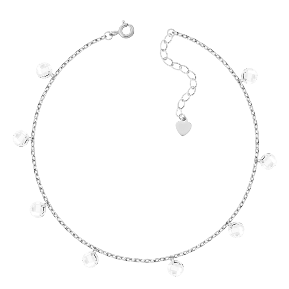 Серебряный браслет на ногу с фианитами. Артикул UG5550158Нб