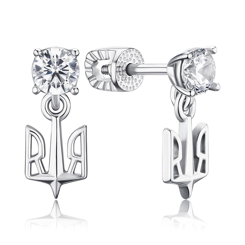 Срібні сережки з фіанітами 41355/12/1/29