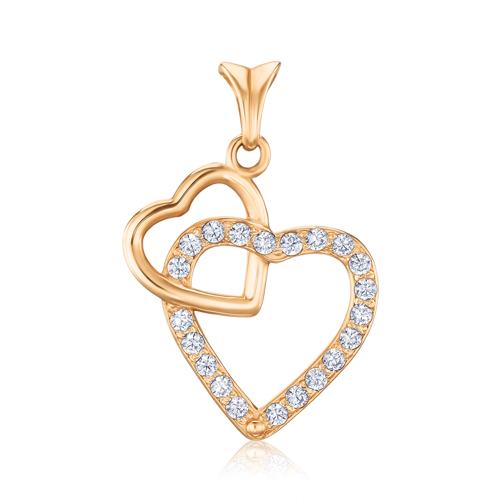 Золота підвіска «Серце» з фіанітами. Артикул 3555