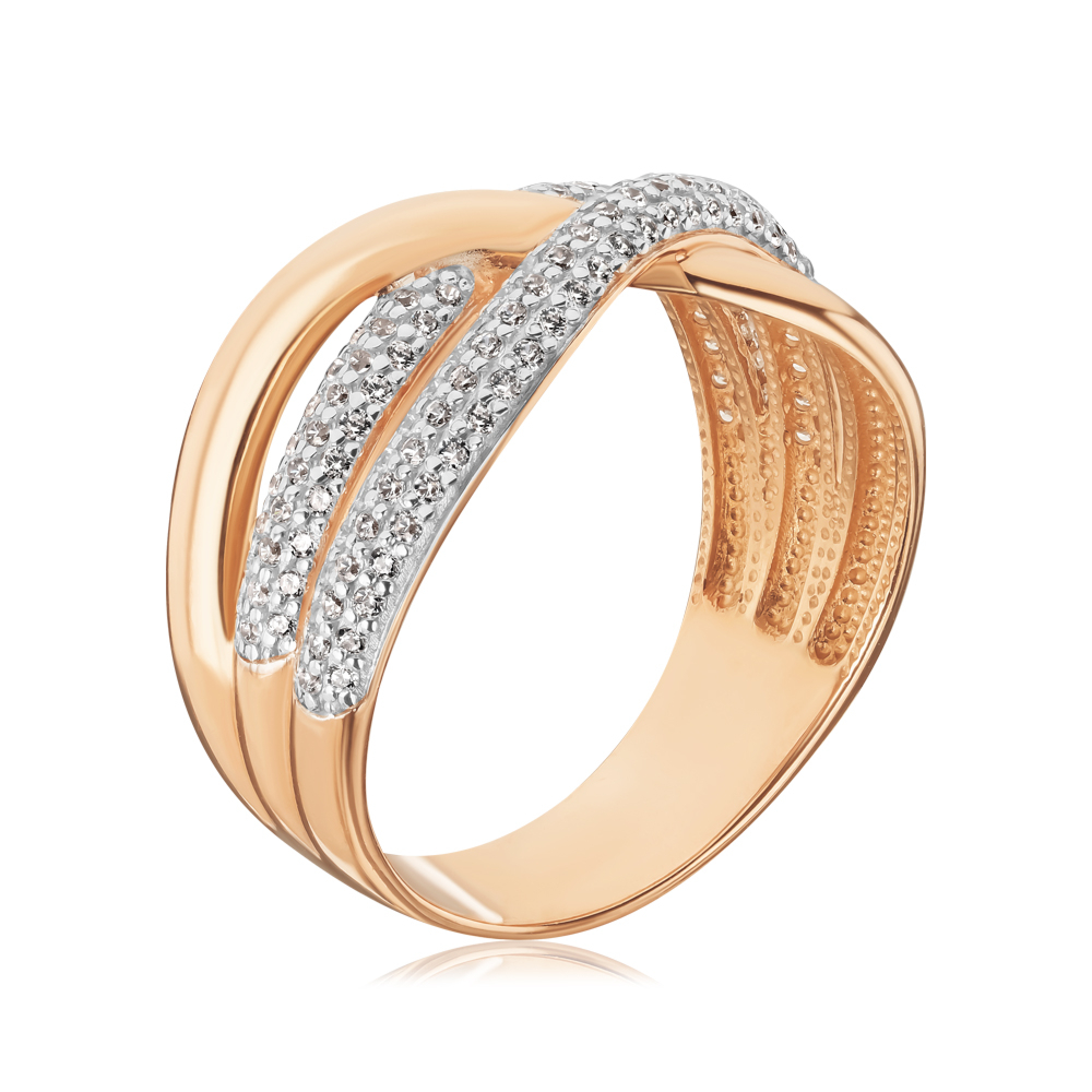 Золотое кольцо с фианитами 13365/01/1/42