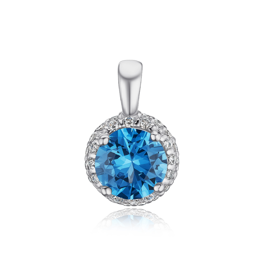 Серебряная подвеска со шпинелью и фианитами 35106/12/1/21292