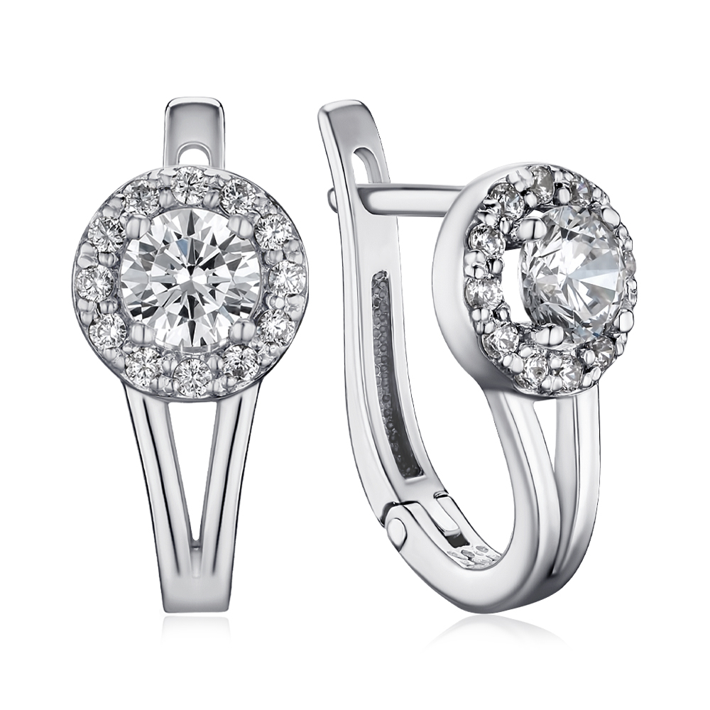 Серебряные серьги с фианитами с40226