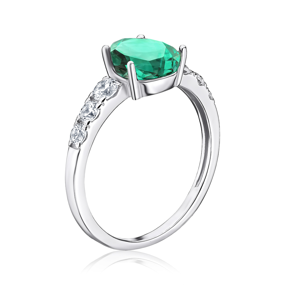 Срібна каблучка з штучним кварцом та фіанітами 00946/12/1/2384