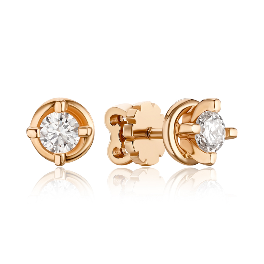Золотые серьги-пуссеты с бриллиантом 53727/01/0/9218