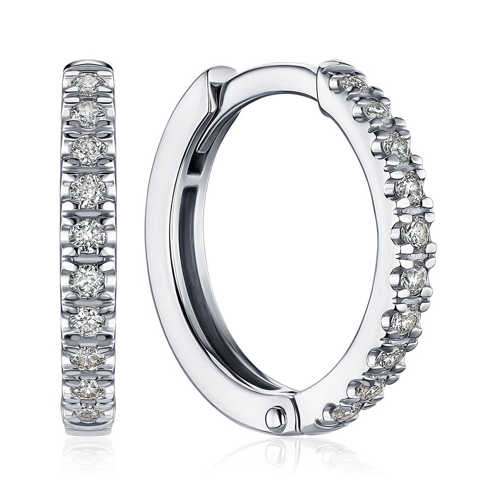 Золотые серьги-конго с бриллиантами 520147/02/1/8582