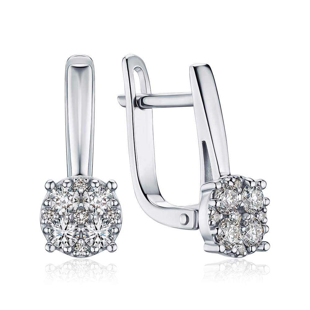 Золотые серьги с бриллиантами 520187/02/1/9757