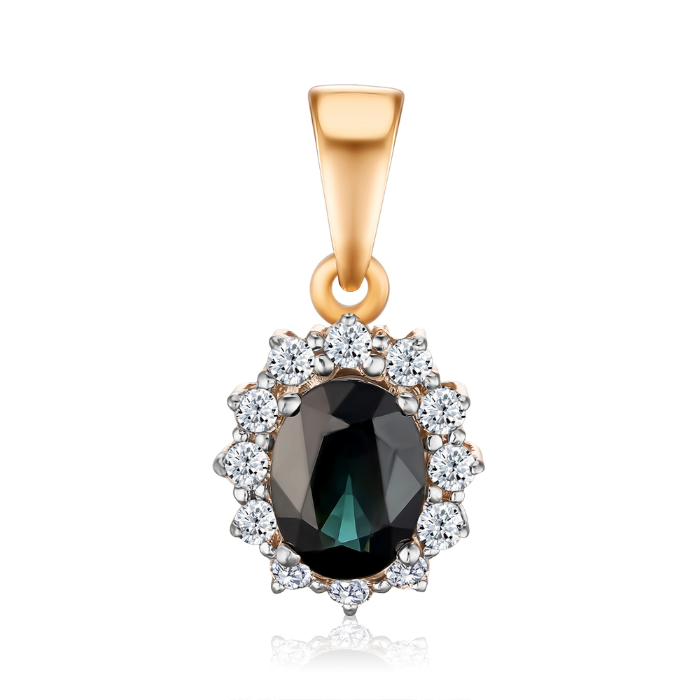 Золотая подвеска с сапфиром и бриллиантами 51948/14/1/9781