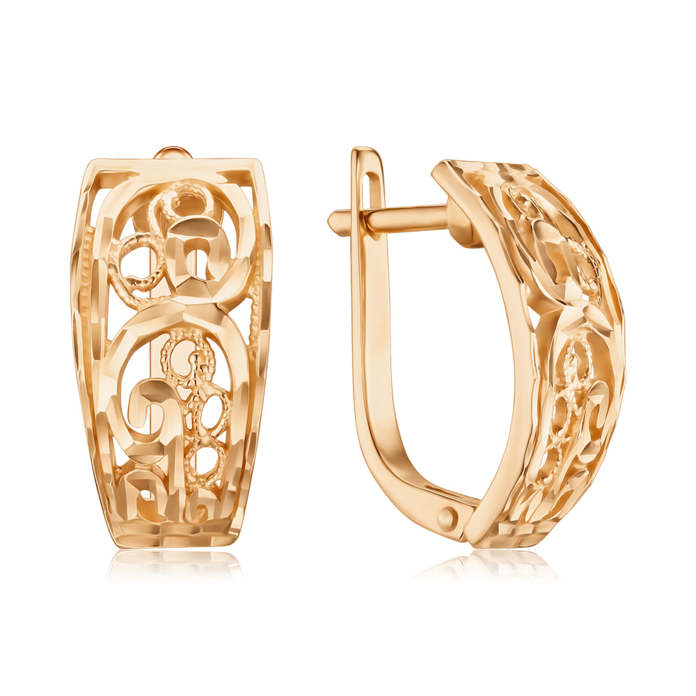 Золотые серьги с алмазной гранью. Артикул 21158 к