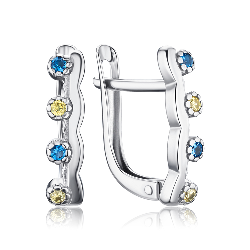 Серебряные серьги с фианитами 41358/12/1/21468