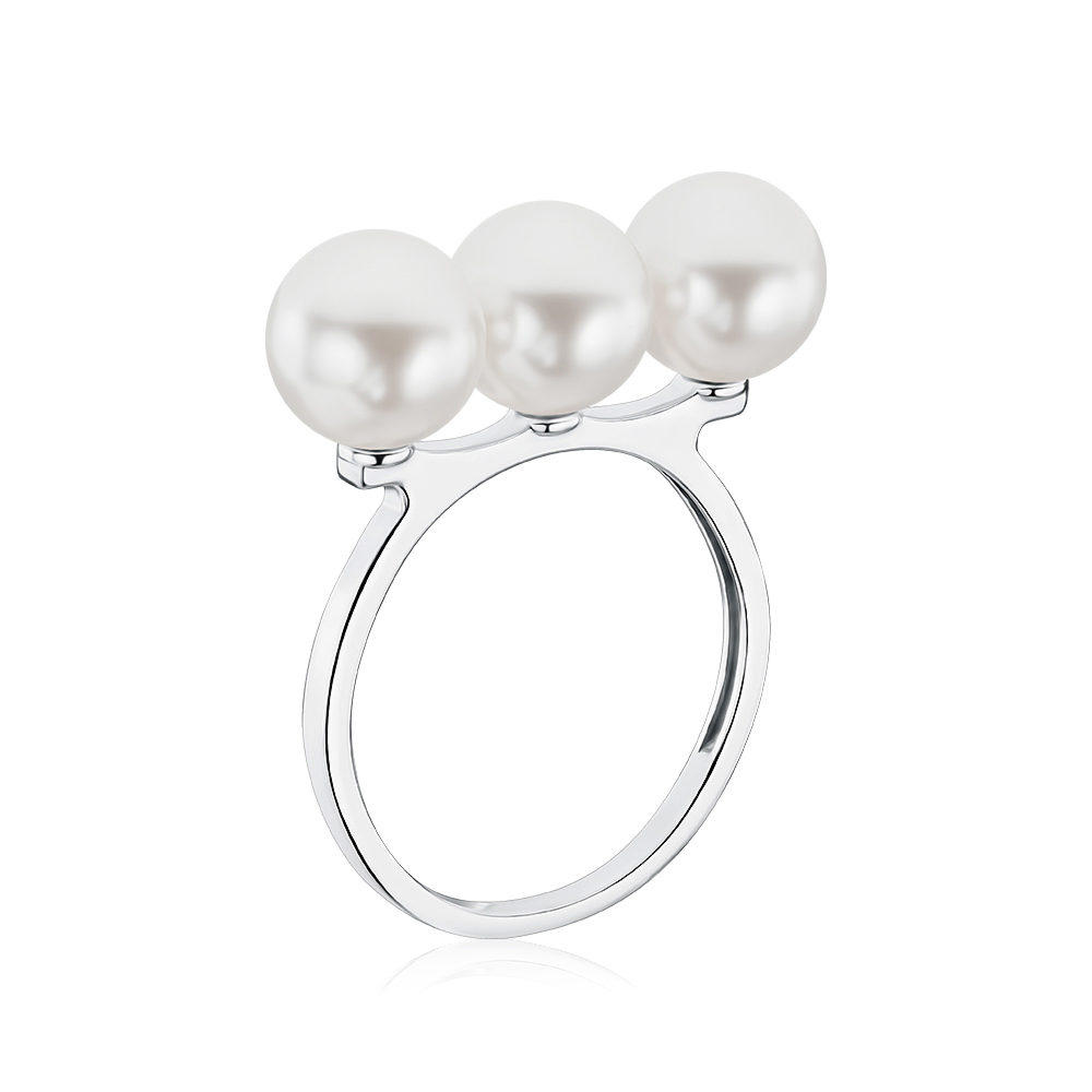 Срібна каблучка з перлами 001458/12/1/21395