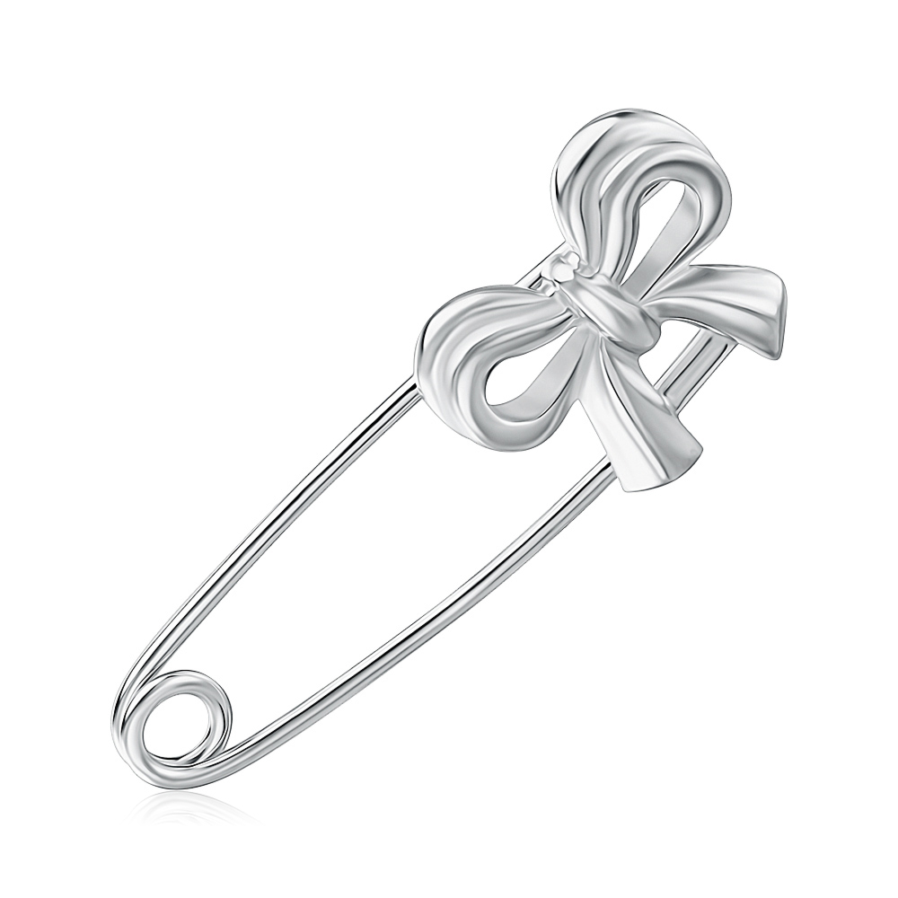 Срібна брошка-булавка "Бант" без вставки с4088