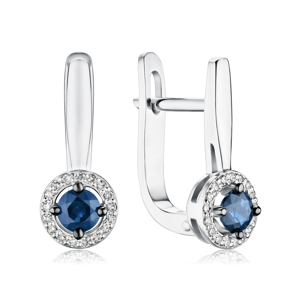 Золотые серьги с сапфиром и бриллиантами 8070129/02/1/8300