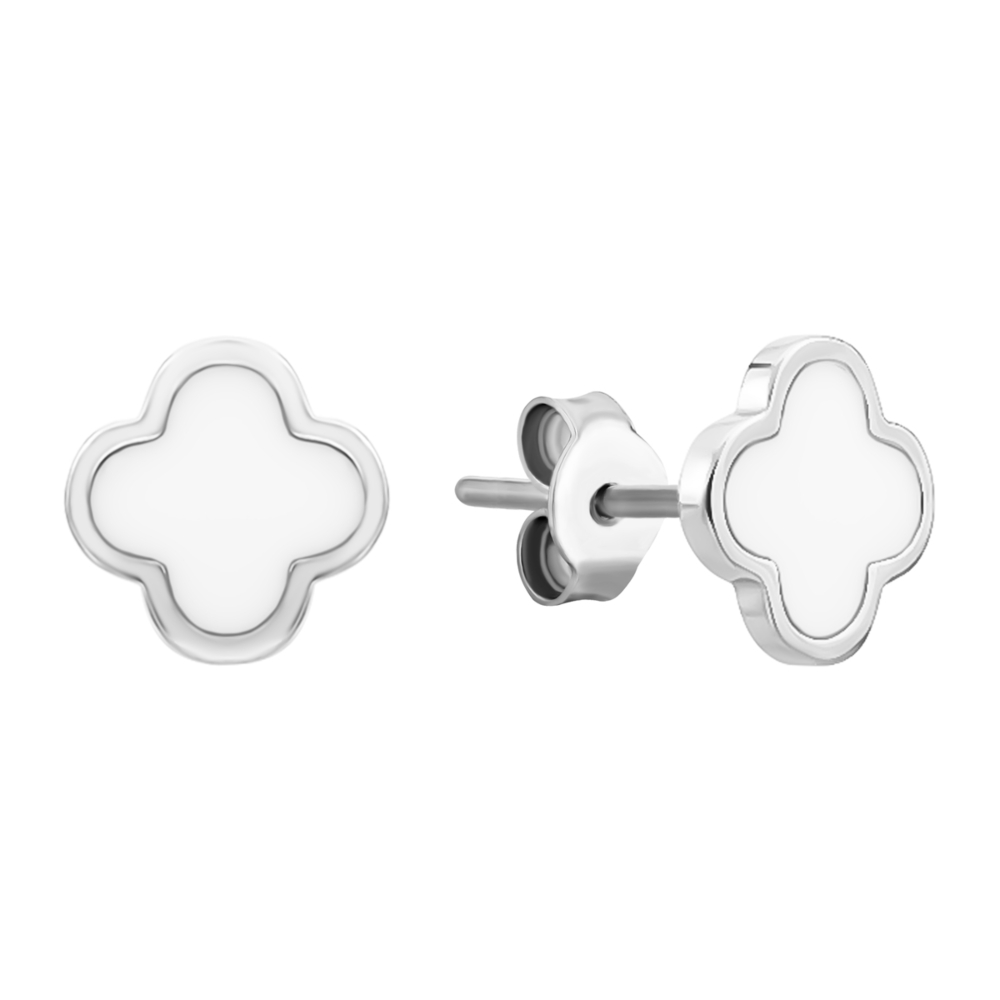 Серебряные пусеты с эмалью. Артикул UG5957С б/з.Біл.Rh