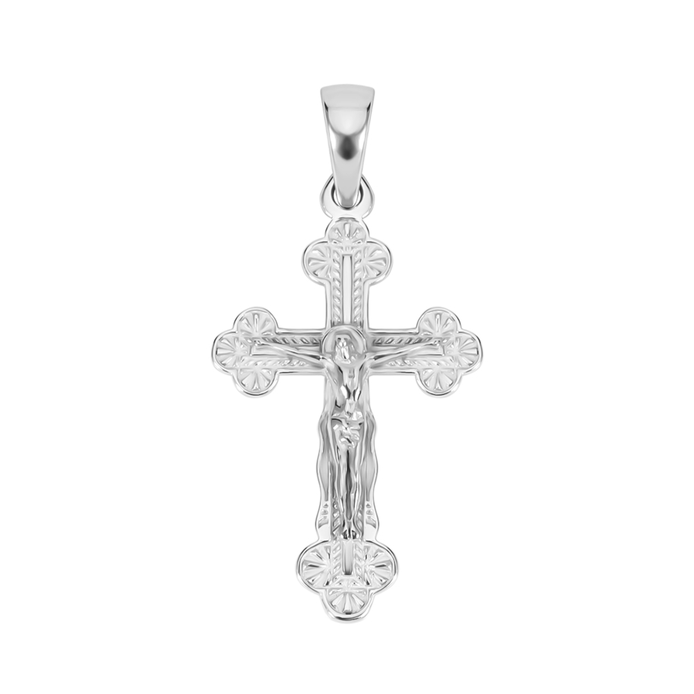Серебряный крестик. Распятие Христа. Артикул UG5289П.Rh