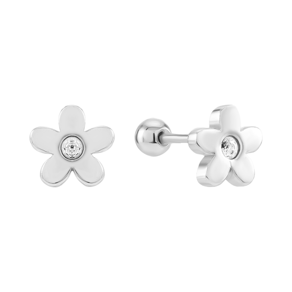 Срібні пусети Квіти з фіанітами. Артикул UG5B00870