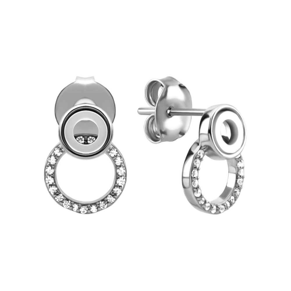 Серебряные пусеты с перламутром и фианитами. Артикул UG5B12522