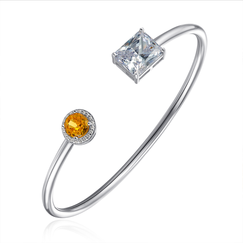 Серебряный жесткий браслет с фианитами. Артикул DY170024-S-W-HB-B/12/2954