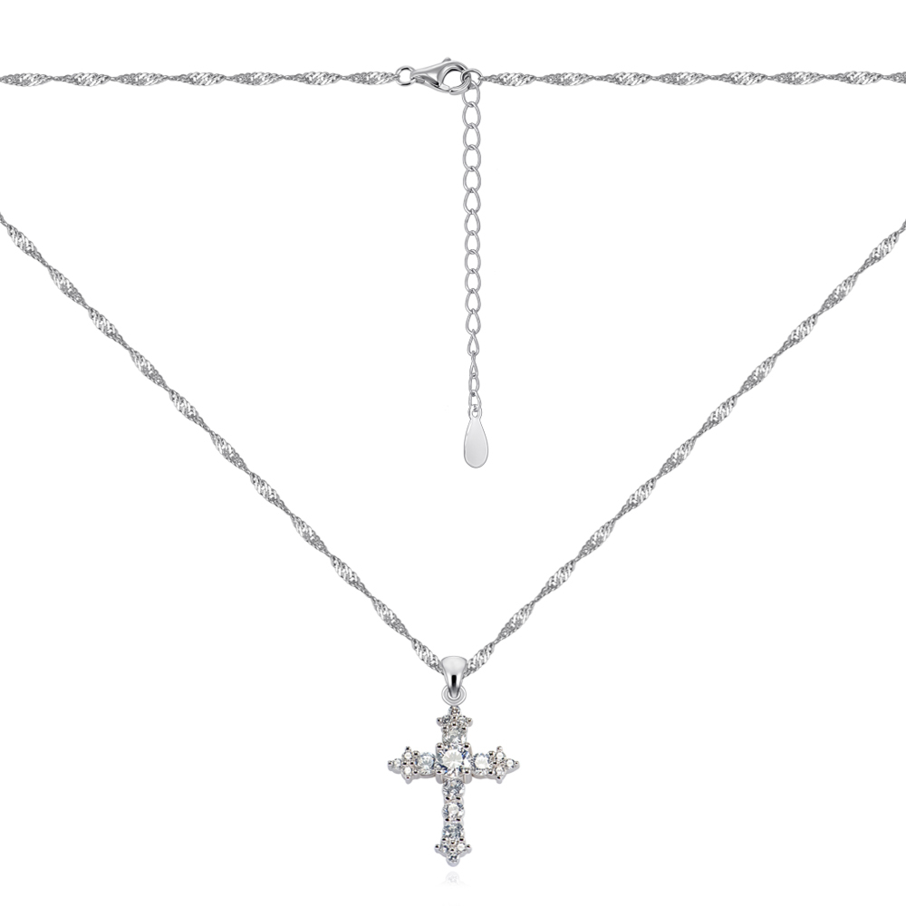 Серебряное колье с фианитами. Артикул DY190103-S-W-WH-K/12/1