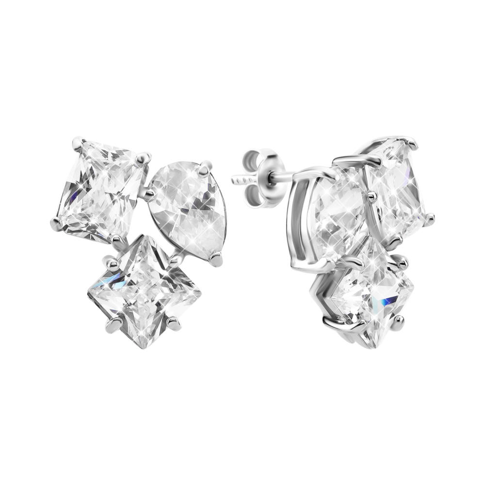 Серебряные пусеты с фианитами. Артикул UG5с1338Rh