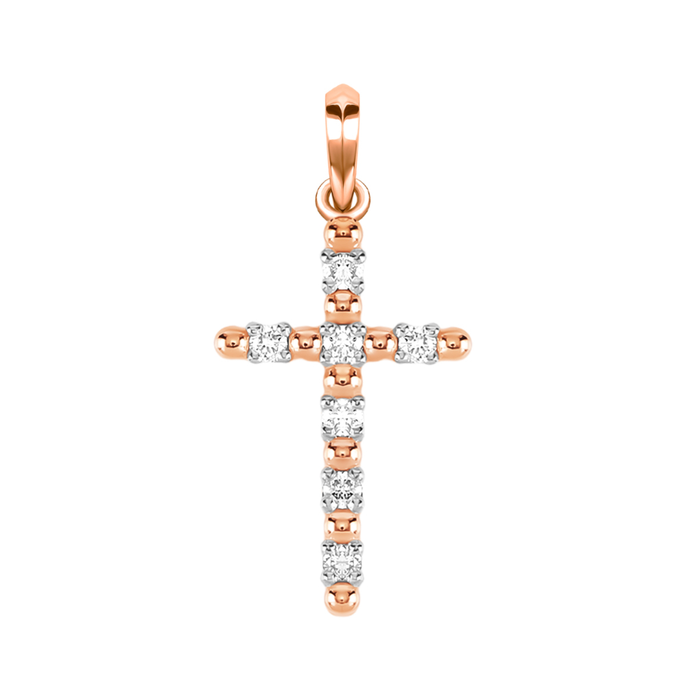 Золотая подвеска Крестик c бриллиантами. Артикул UG53112281201