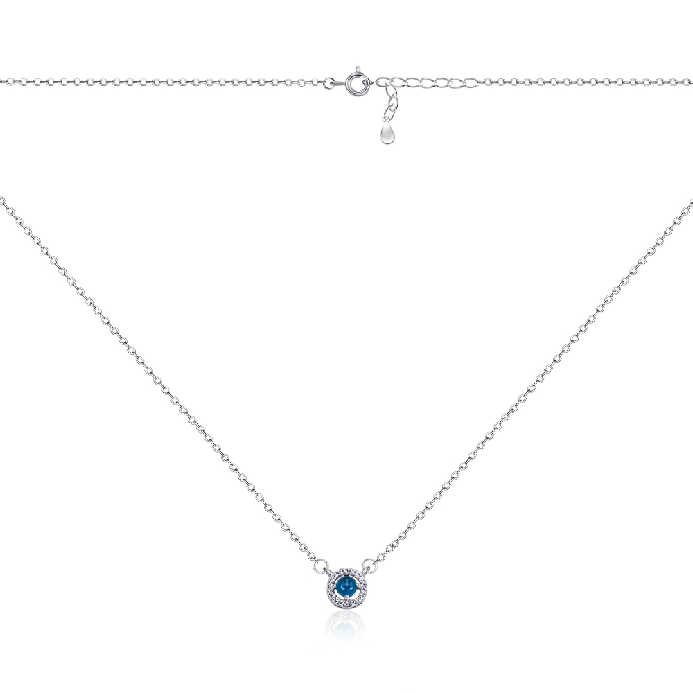 Серебряное колье с фианитом и пластиком EN00381-K/12/21156