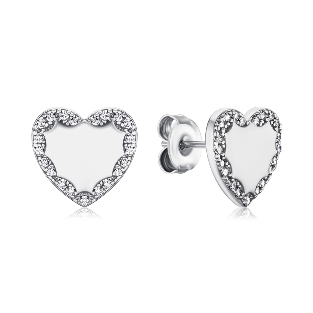 Серебряные серьги-пуссеты с фианитами GE02297A-E/12/1