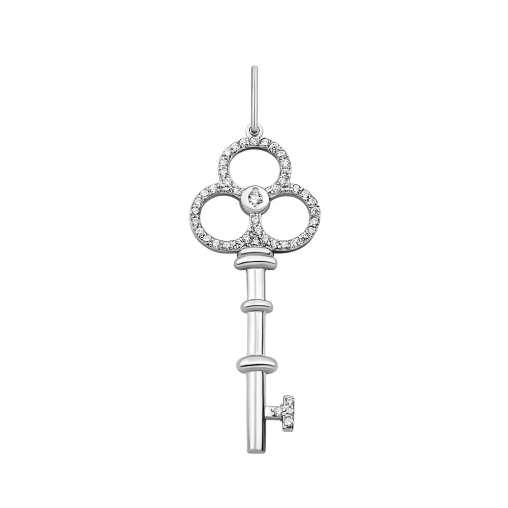 Серебряная подвеска Ключик с фианитами. Артикул UG5KL-06