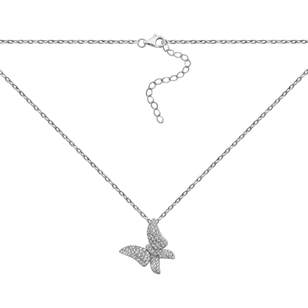Серебряное колье Бабочка с фианитами. Артикул UG5N37732