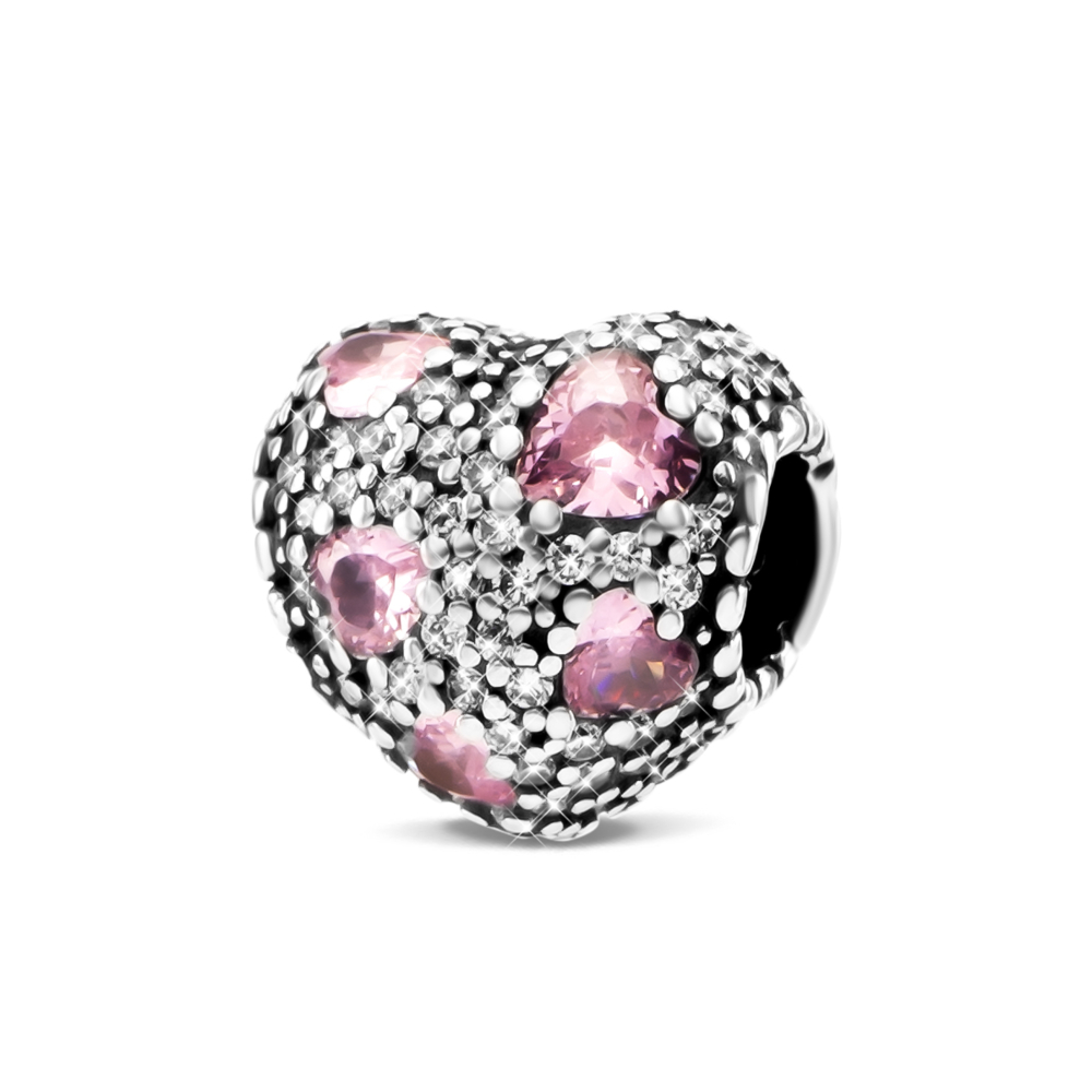 Серебряная бусина шарм с фианитами. Артикул UG5PK00675