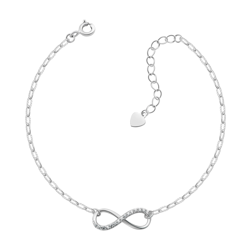 Серебряный браслет Бесконечность с фианитами. Артикул UG5RB01478
