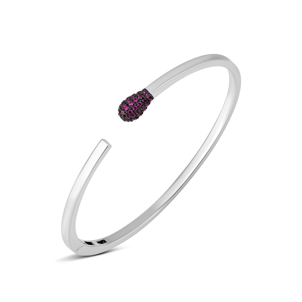 Серебряный жесткий браслет с фианитами. Артикул UG5SB33707-BM