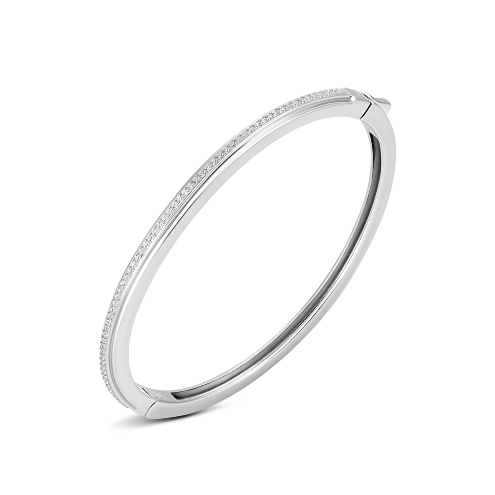 Серебряный жесткий браслет с фианитами. Артикул UG5SB37922