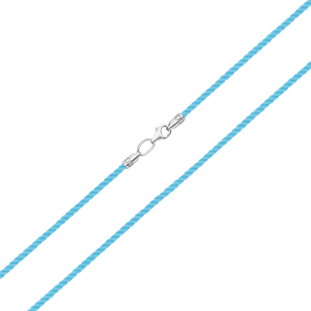 Ювелирный шнурок с серебряным замком. Артикул UG5SGrit2mm LBlue ROD ш