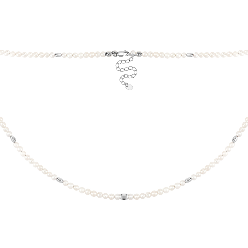 Срібне кольє з перлами. Артикул UG5Silver Bead 4 Rod V