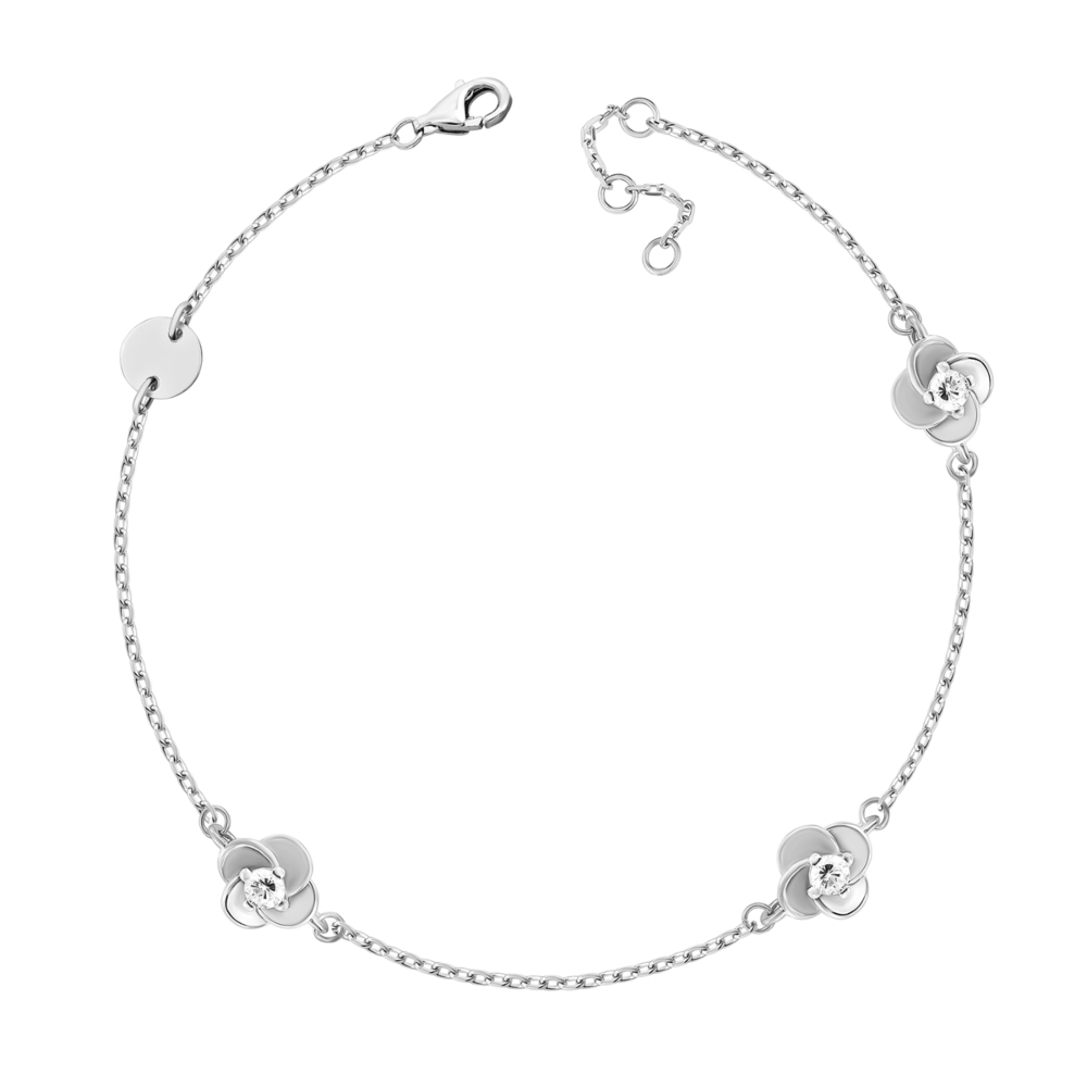 Серебряный браслет Цветы с фианитами. Артикул UG5SZDB03938