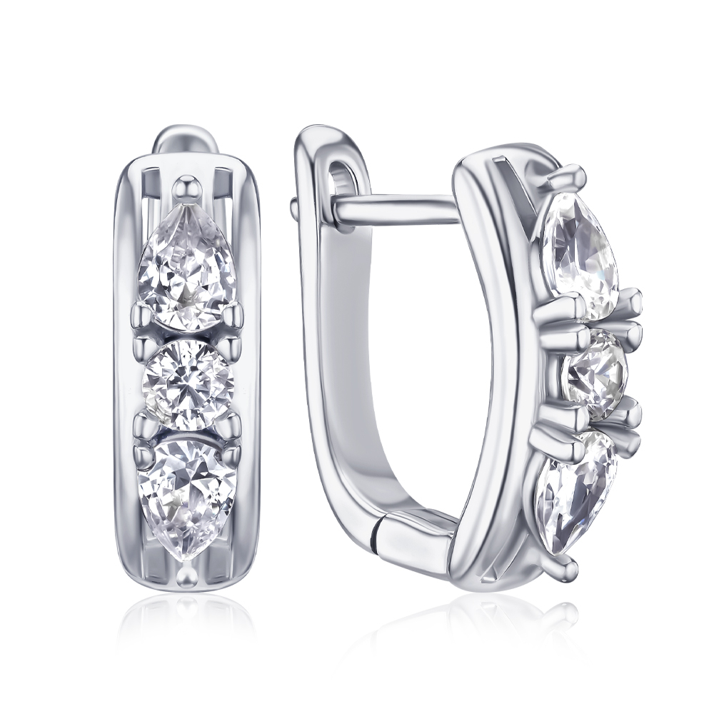 Срібні сережки з фіанітами SZDE04986-E/12/1