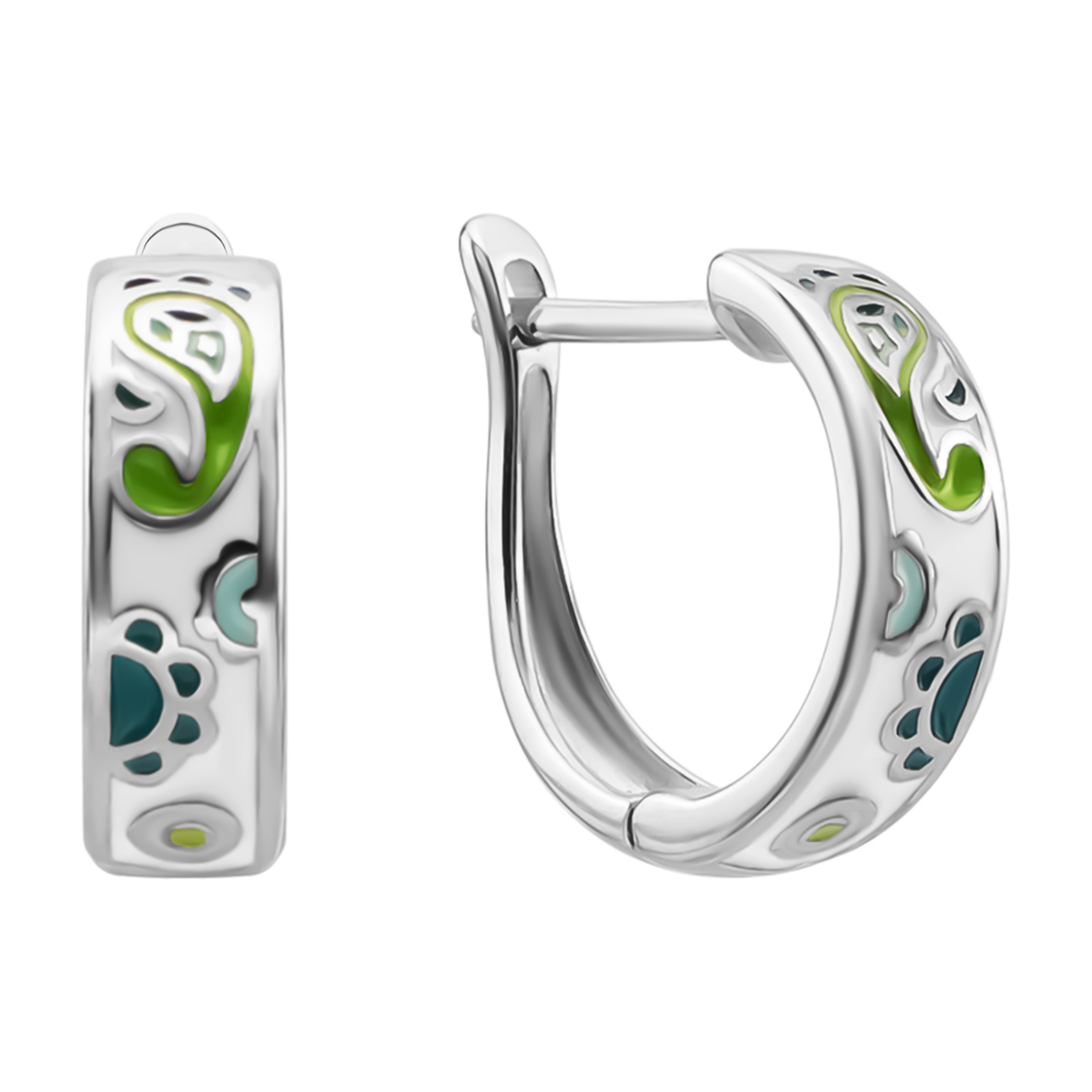 Серебряные серьги с эмалью. Артикул UG5SZDE14644