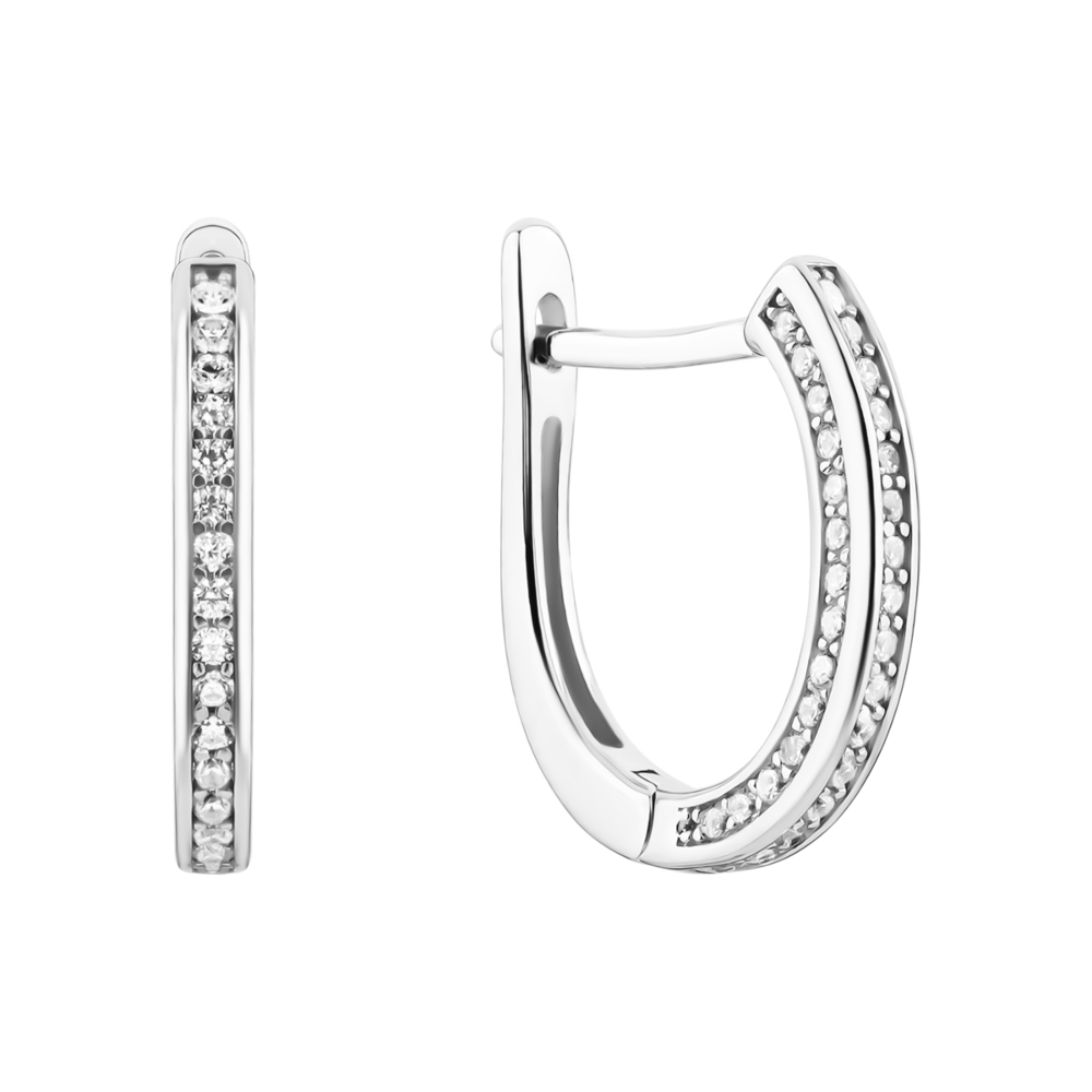 Серебряные серьги с фианитами. Артикул UG5SZDE17006