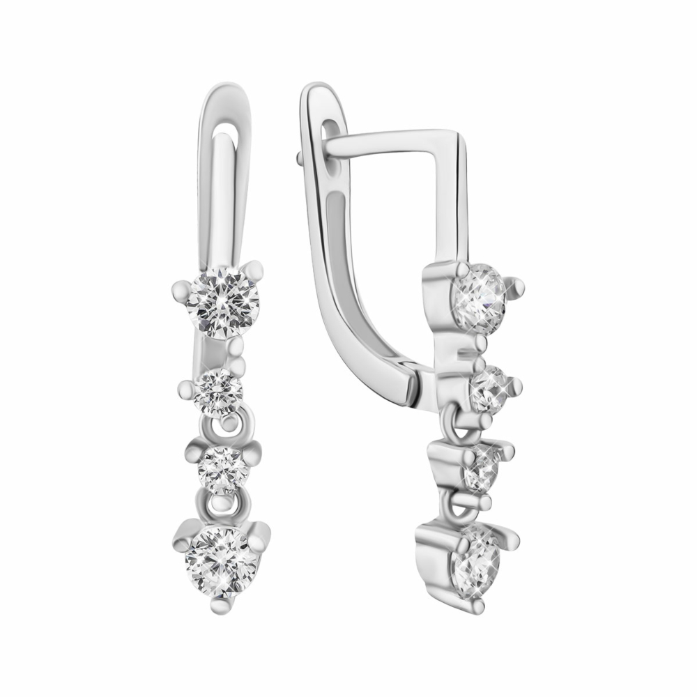 Серебряные серьги-подвески c фианитами. Артикул UG5SZDE17010