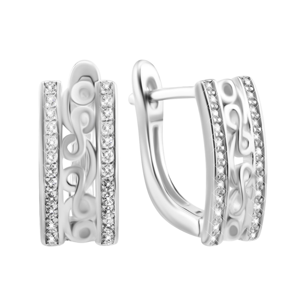 Серебряные серьги с фианитами. Артикул UG5SZDE17049