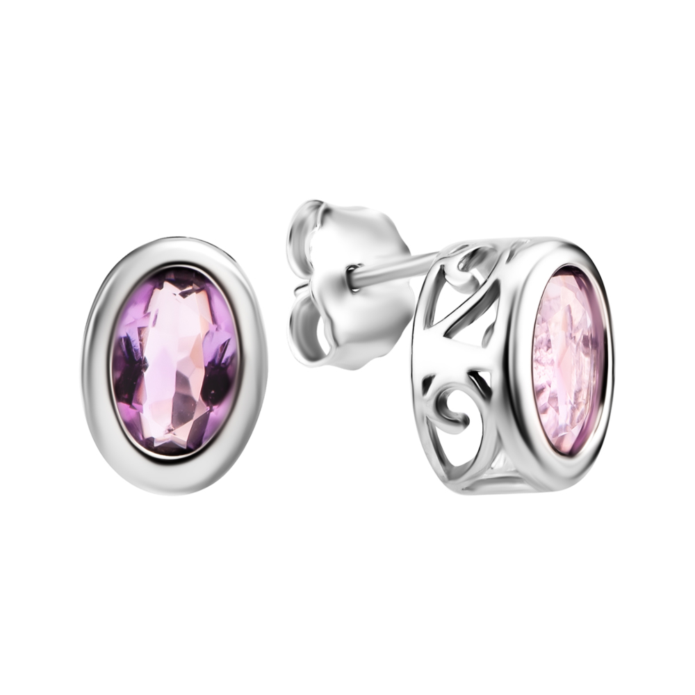 Серебряные пусеты с аметистом. Артикул UG5SZDE75974-1