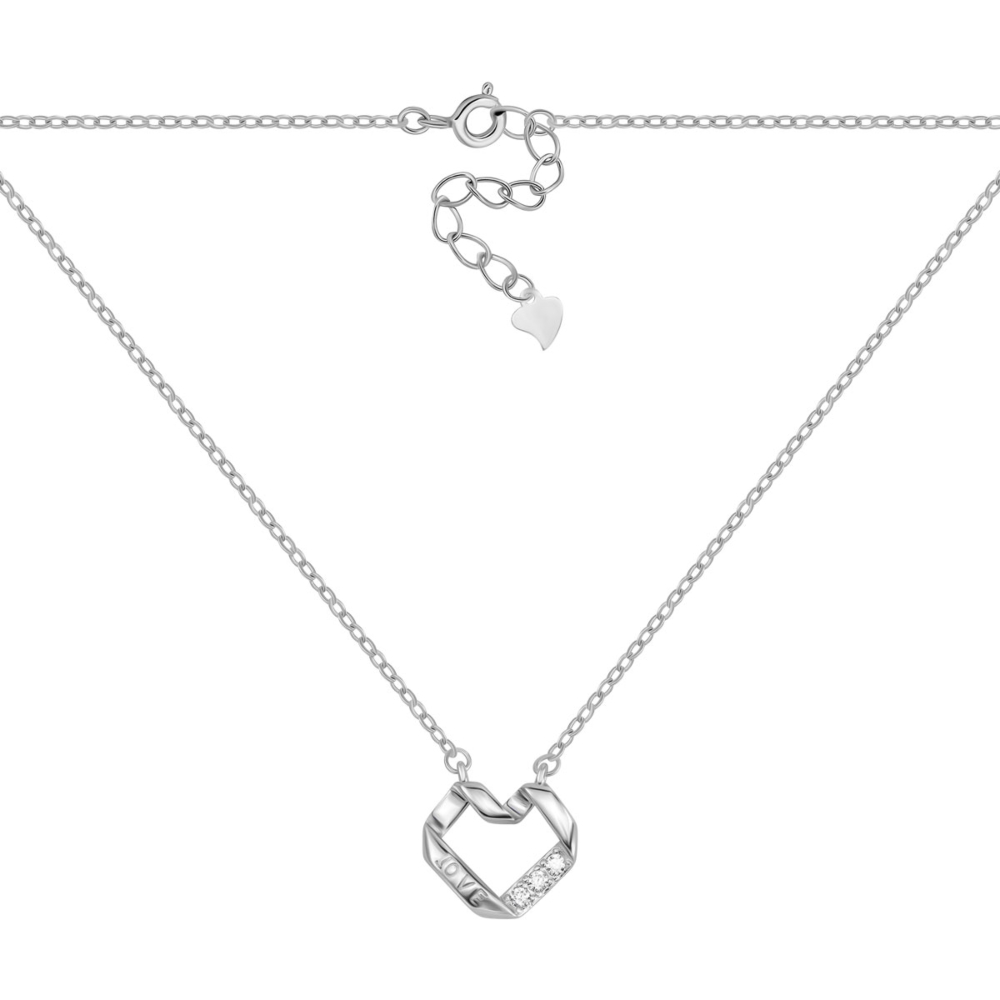 Серебряное колье Сердце с фианитами. Артикул UG5SZDN01561
