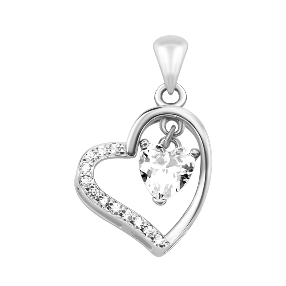 Серебряная подвеска Сердце с фианитами. Артикул UG5SZDP02900