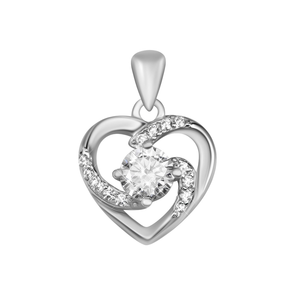 Серебряная подвеска Сердце с фианитами. Артикул UG5SZDP02902
