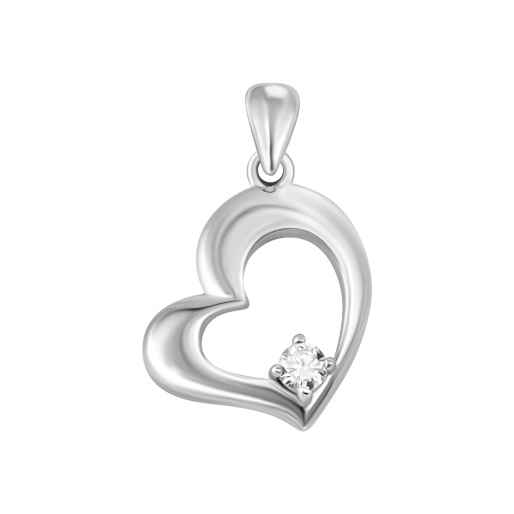Серебряная подвеска Сердце с фианитом. Артикул UG5SZDP03527